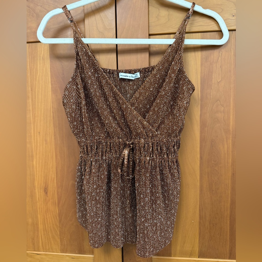 Abercrombie & Fitch Women's Brown Microfloral Baby Doll V Neck Tank Top Size XS